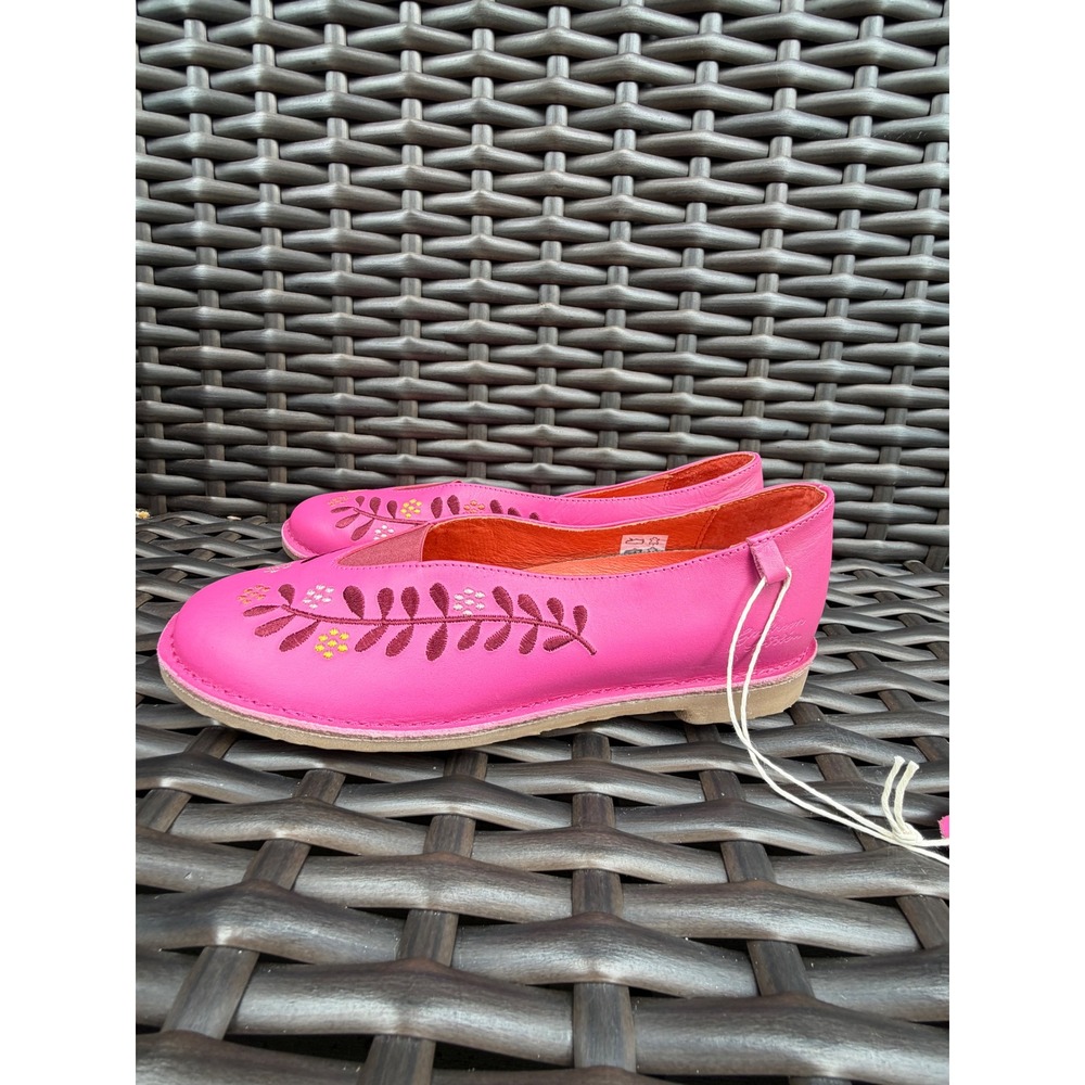 Gudrun Sjoden Lily Pink Leather Embroidered Floral Flat Shoes NWT UK 38/US 7.5 - Picture 5 of 10